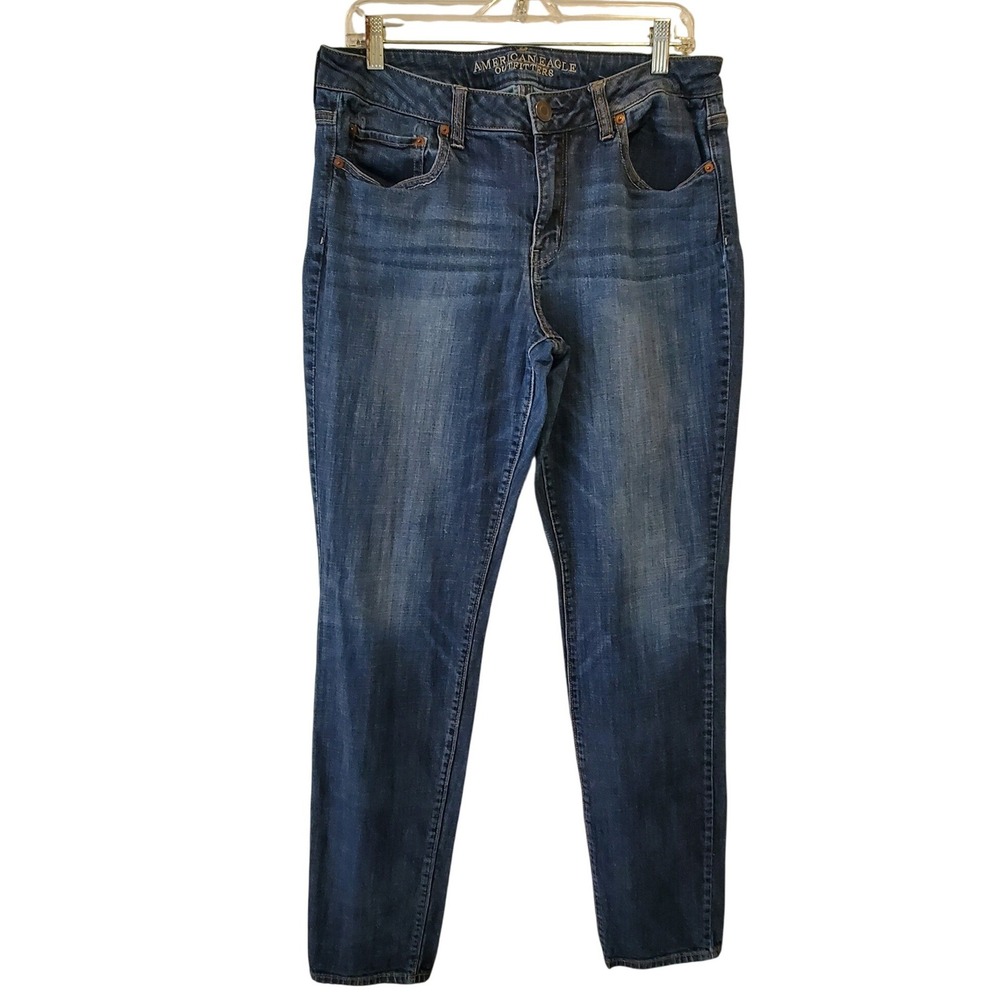American Eagle Hi-Rise Skinny Stretch Jeans Dark Wash Size 14 X-Long Denim Pants